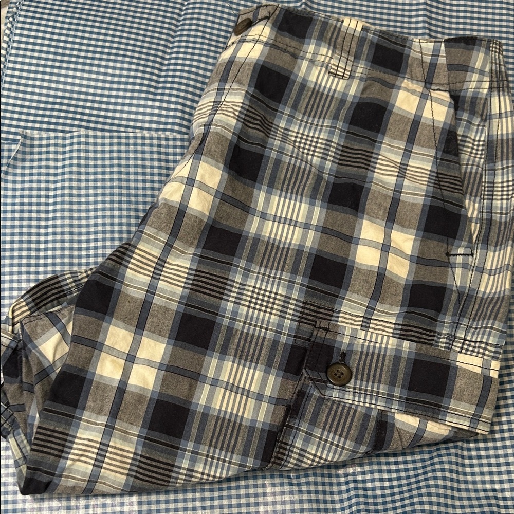 St. John's Bay Men's Plaid Shorts - Black, Gray, Cream